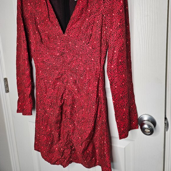 NWT ZARA Mini Dress in red print size m - Picture 4 of 16